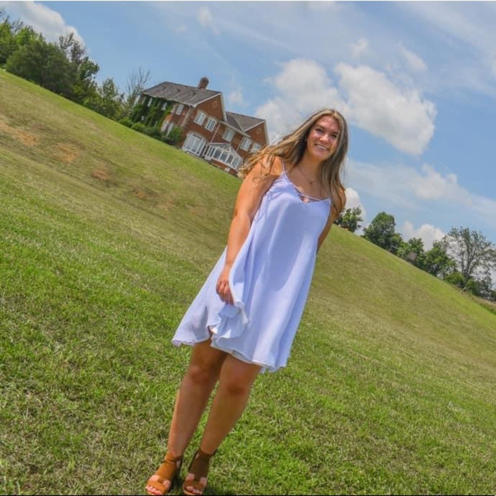 White spaghetti strap dress with crisscross detail